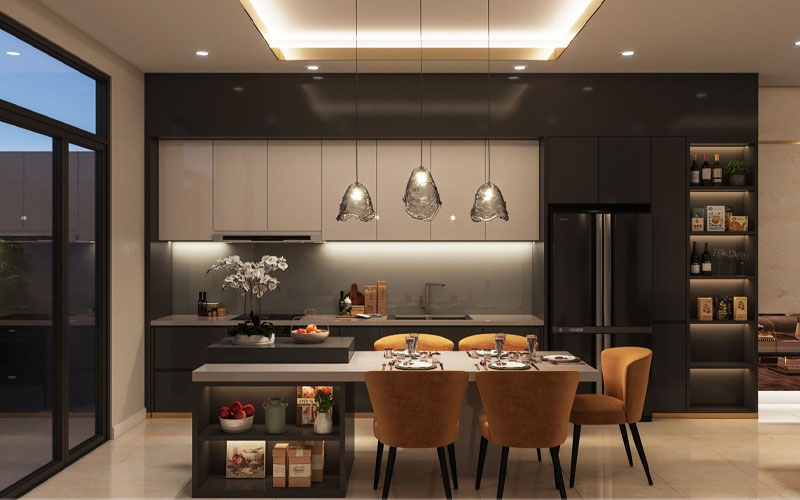 Bàn ăn có thể để ánh sáng thả thấp với ánh sáng nhẹ 