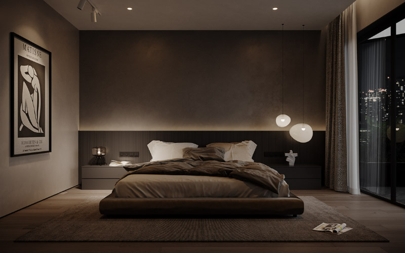 Ánh sáng phòng ngủ nên dịu nhẹ để giúp bạn có cảm giác muốn đi ngủ hơn