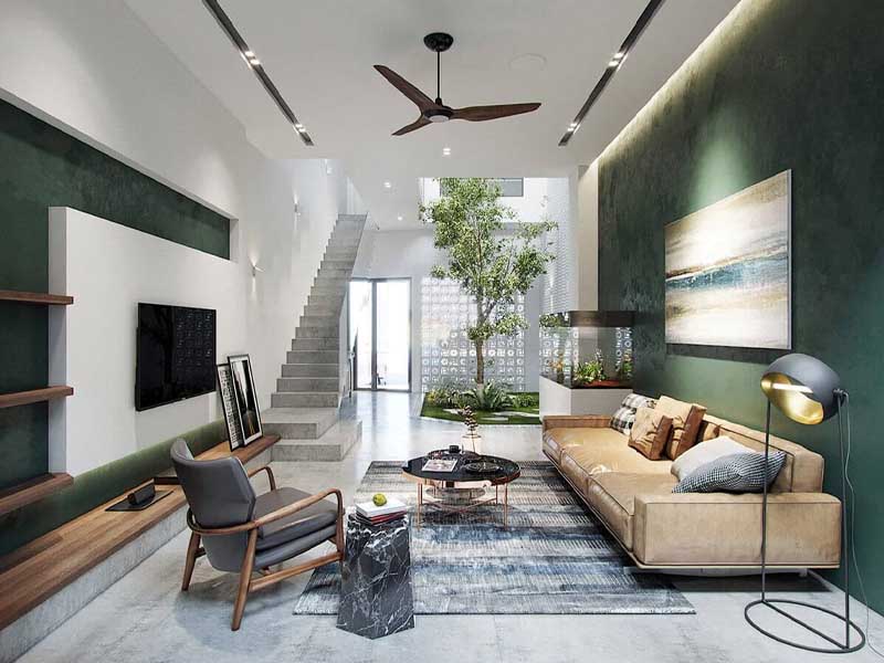 Thiết kế nhà phố tận dụng giếng trời