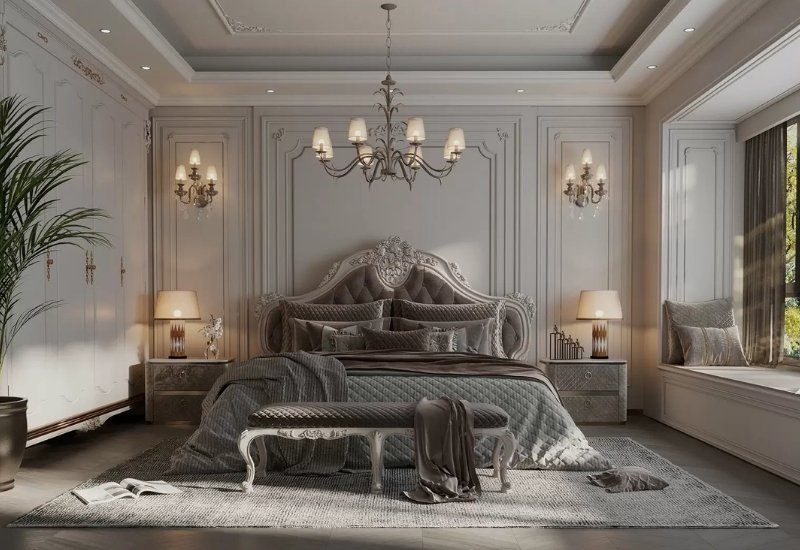 Phong cách phòng ngủ kiểu tân cổ điển kết hợp giữa yếu tố truyền thống và hiện đại