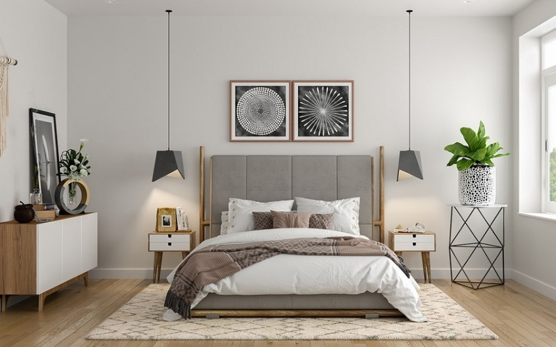 Phòng ngủ trang trí theo phong cách Bắc Âu thường chú trọng tới sự gọn gàng, sáng sủa