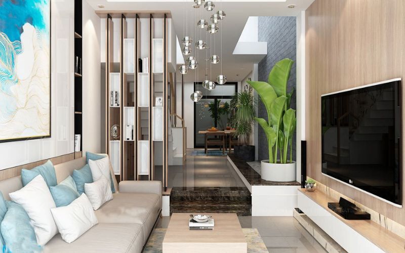 Mẫu phòng khách cho nhà ống