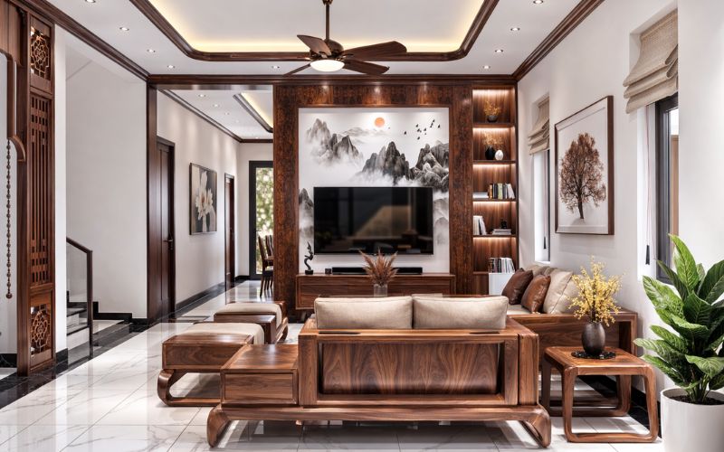 Gợi ý phòng khách cho nhà mái Thái, mái Nhật