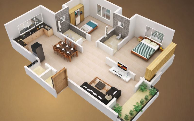 Bố trí phòng khách gần ban công hoặc cửa sổ giúp không gian thoáng đãng hơn