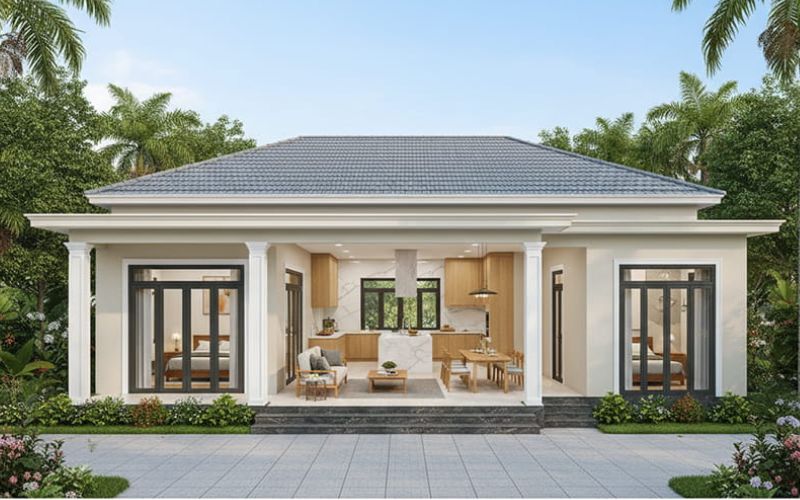 Mẫu nhà 2 phòng ngủ 1 phòng khách ngày càng được nhiều gia đình Việt lựa chọn