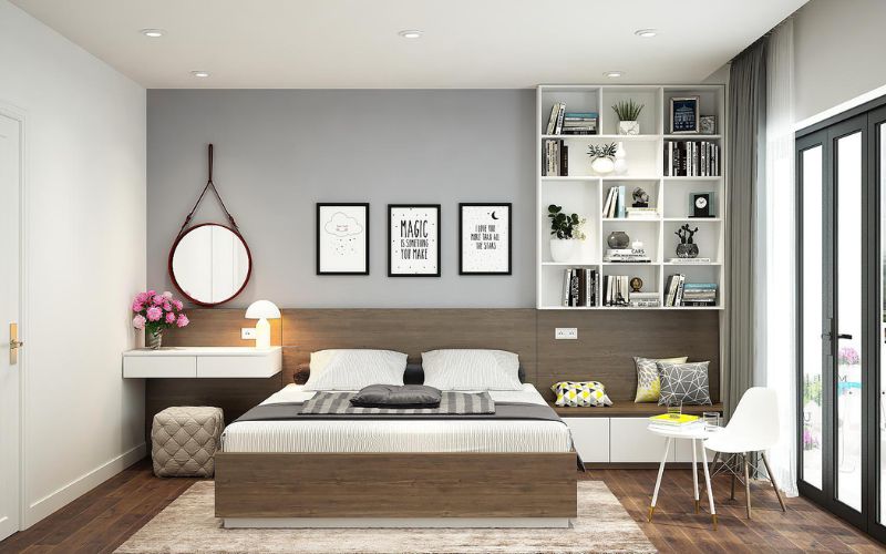 Tủ đầu giường thường được dùng để đặt đèn ngủ và các vật dụng cá nhân cần thiết