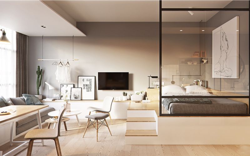 Mẫu nội thất căn hộ Studio trẻ trung tại khu vực trung tâm Long Biên