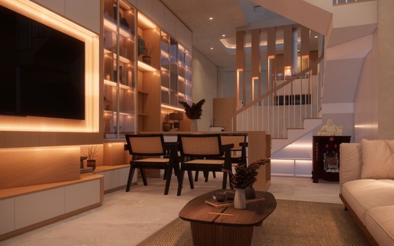 Gia chủ nên kết hợp phòng khách và phòng bếp trong cùng một mặt sàn